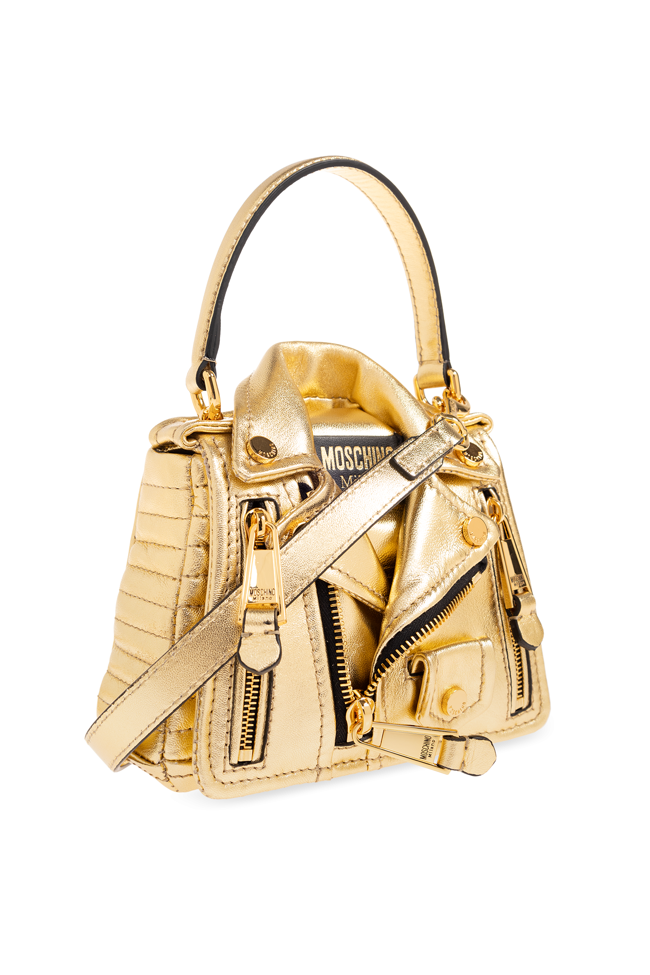 Moschino jacket discount bag gold